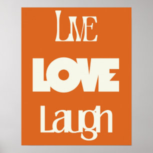 Live Kärlek Laugh Typography   inspirerande Poster