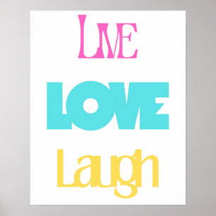 Live Kärlek Laugh Typography  inspirerande Poster
