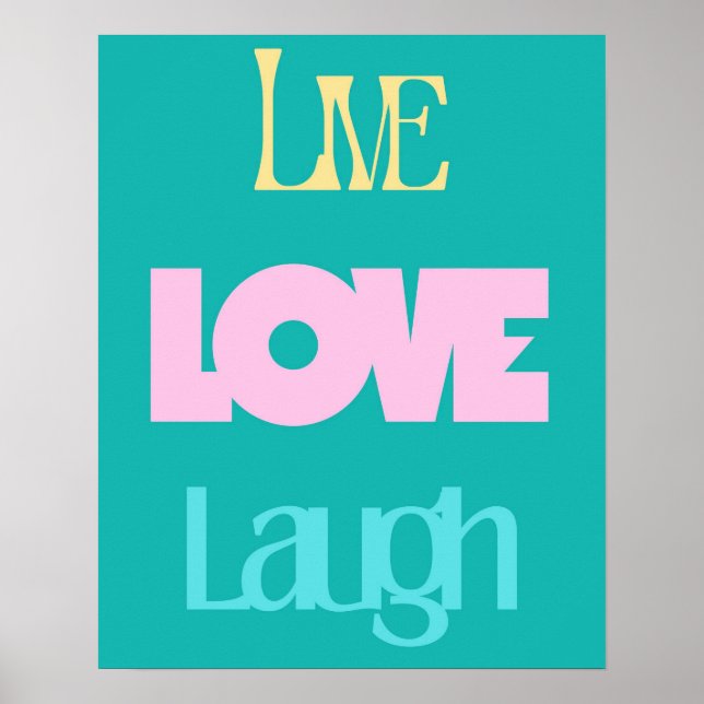 Live Kärlek Laugh Typography Poster | inspirerande (Framsidan)