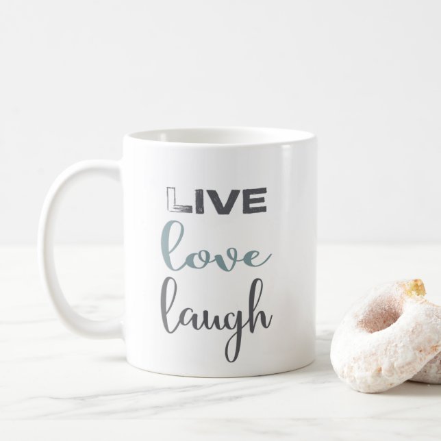 Live Kärlek Laugh Typography Quote Kaffemugg (Med munk)