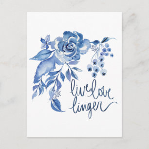 Live Kärlek Linger Blue Ro Blommigt Vykort
