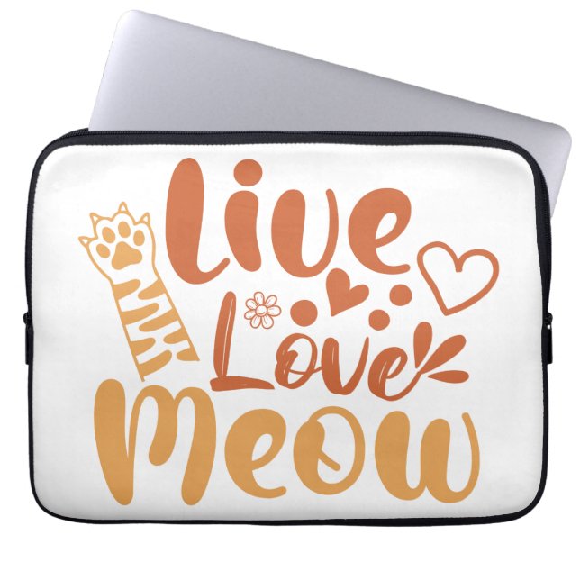 Live Kärlek Meow Laptop Fodral (Framsidan)