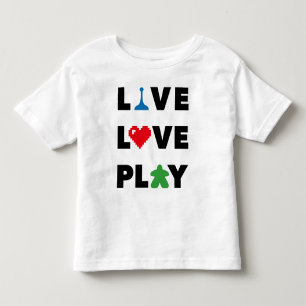Live, Kärlek, Play Black Text Småbarn Shirt T
