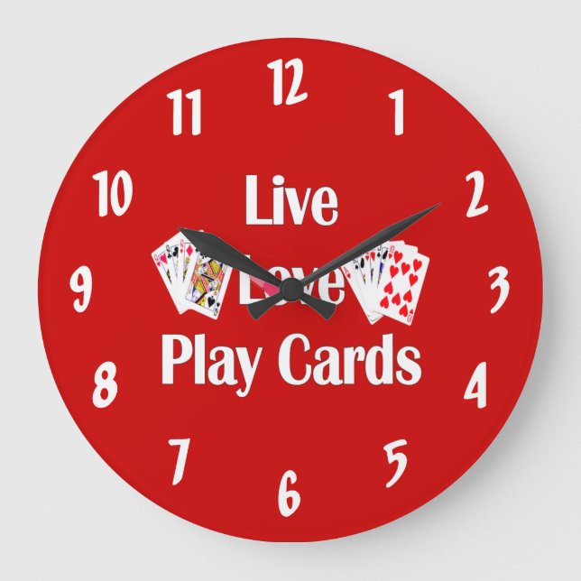 Live, Kärlek, Play Cards-Red Stor Klocka (Framsida)