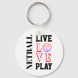 Live Kärlek Play Slogan Netball Nyckelring