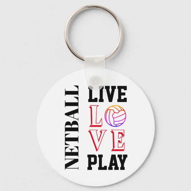 Live Kärlek Play Slogan Netball Nyckelring (Framsida)