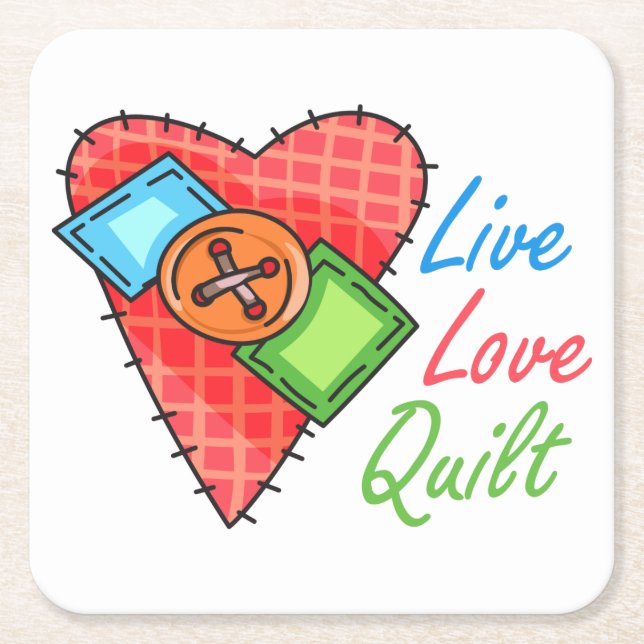 Live Kärlek Quilt Underlägg Papper Kvadrat (Framsidan)