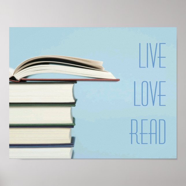 "Live, Kärlek, Read" Bok Poster (Framsidan)
