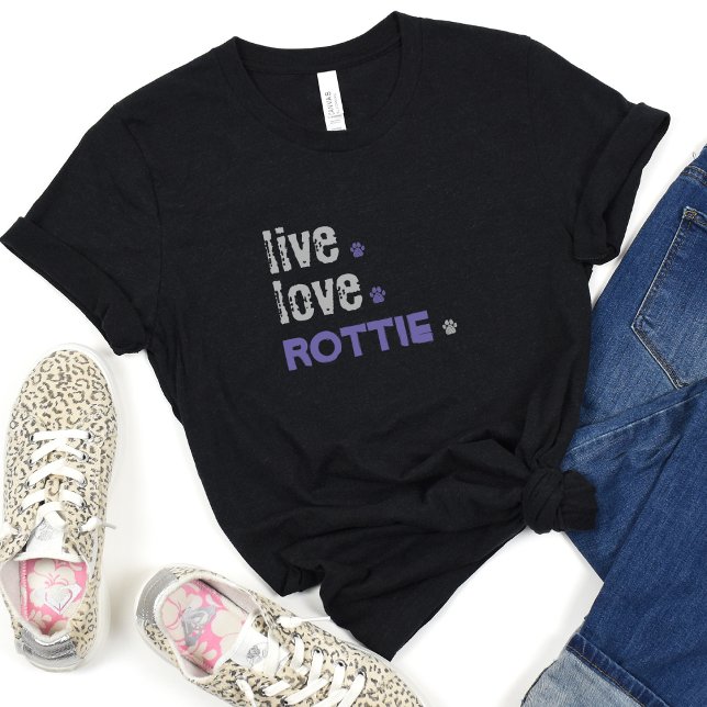 Live Kärlek Rottie Mamma T-Shirt (This casual Black Tshirt with Live.love.Rottie is super cute, especially for just chilling!)