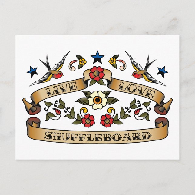 Live Kärlek Shuffleboard Vykort (Framsida)