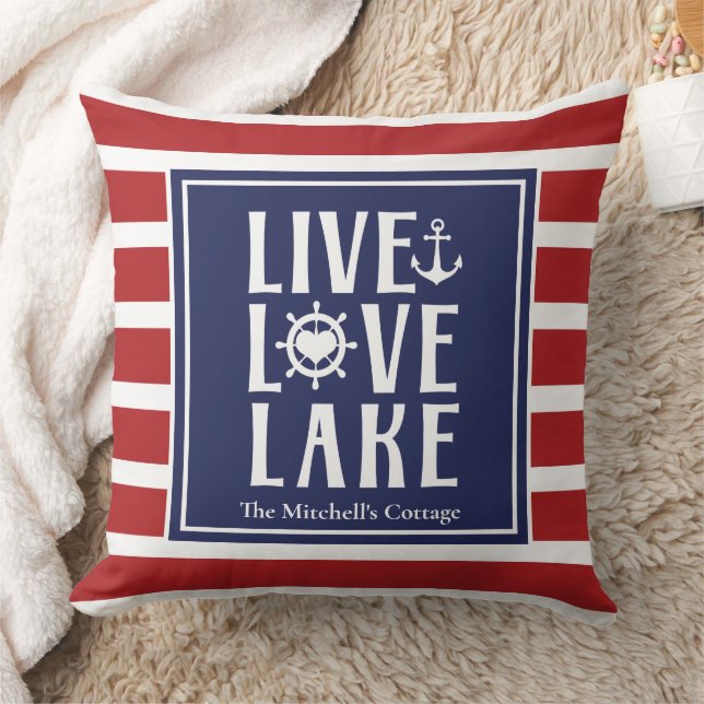 Live Kärlek Sjö - citat Nautical Lakehouse Kudde (Filt)