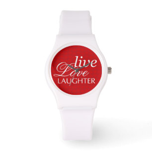 Live Kärlek Skrattrödvit inspirerande citat Armbandsur