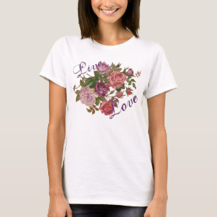 Live Kärlek Söt Lila Blommigt Rosor Tröja