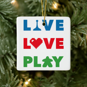 Live, Kärlek, spela upp färgstark text keramisk Or Julgransprydnad Keramik