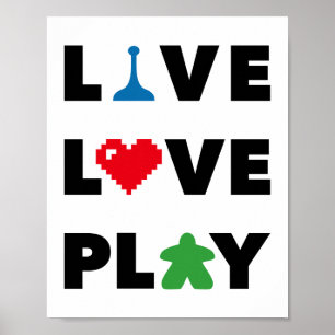Live, Kärlek, Spela upp svart text Poster