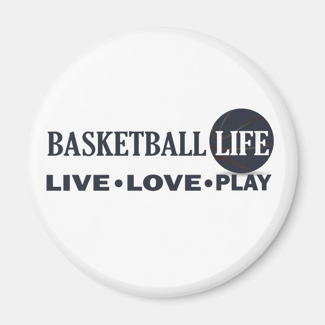 live kärlek spelar basketbollens blåa text magnet (Framsidan)