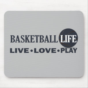 live kärlek spelar basketbollens blåa text musmatta