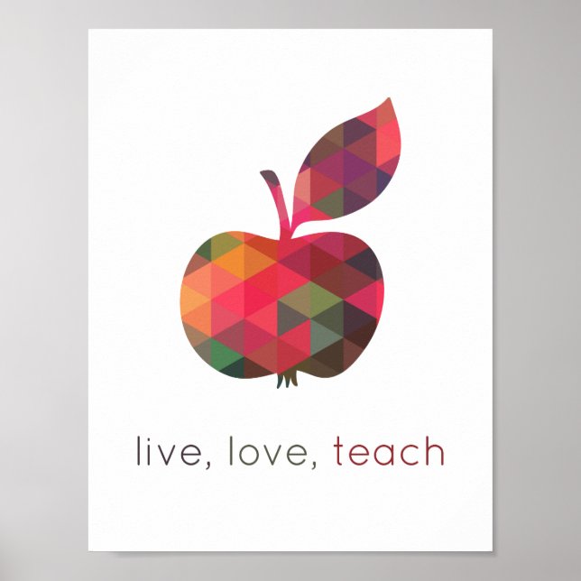Live Kärlek Teach Geometric Apple Classroom Poster (Framsidan)