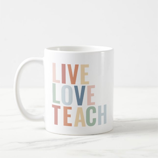 Live Kärlek Teach Rainbow Teacher-uppskattning Kaffemugg (Vänster)