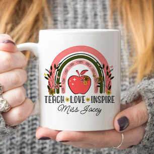 Live Kärlek Teach Rainbow Teacher-uppskattning Kaffemugg