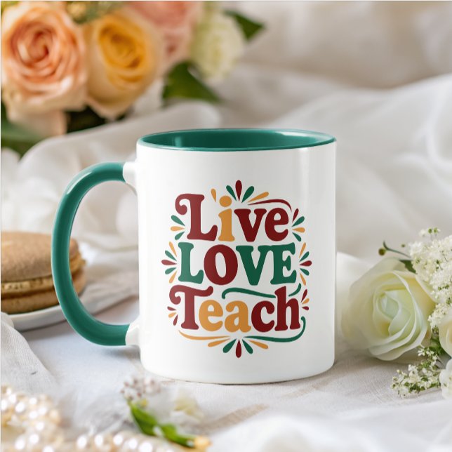 Live Kärlek Teach Rainbow Teacher-uppskattning Mugg (Skapare uppladdad)