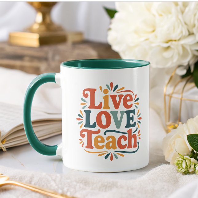 Live Kärlek Teach Rainbow Teacher-uppskattning Mugg (Skapare uppladdad)