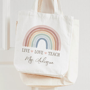 Live Kärlek Teach Rainbow Teacher-uppskattning Tygkasse