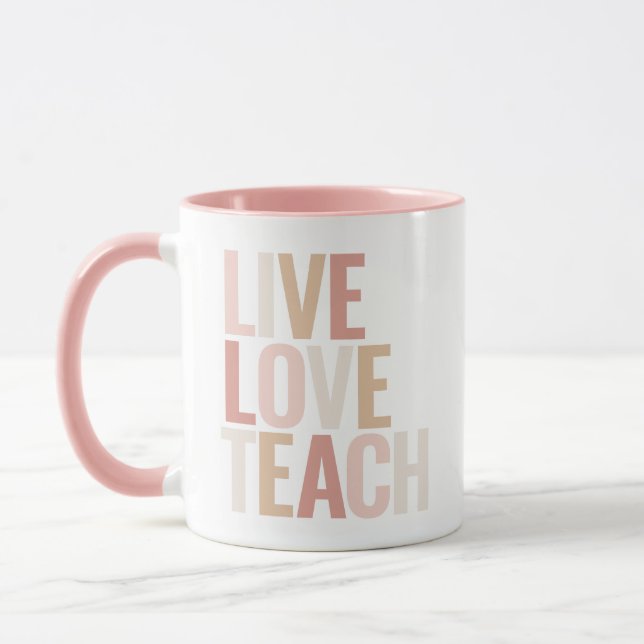 Live Kärlek Teach Rosa Teacher-uppskattning Mugg (Vänster)