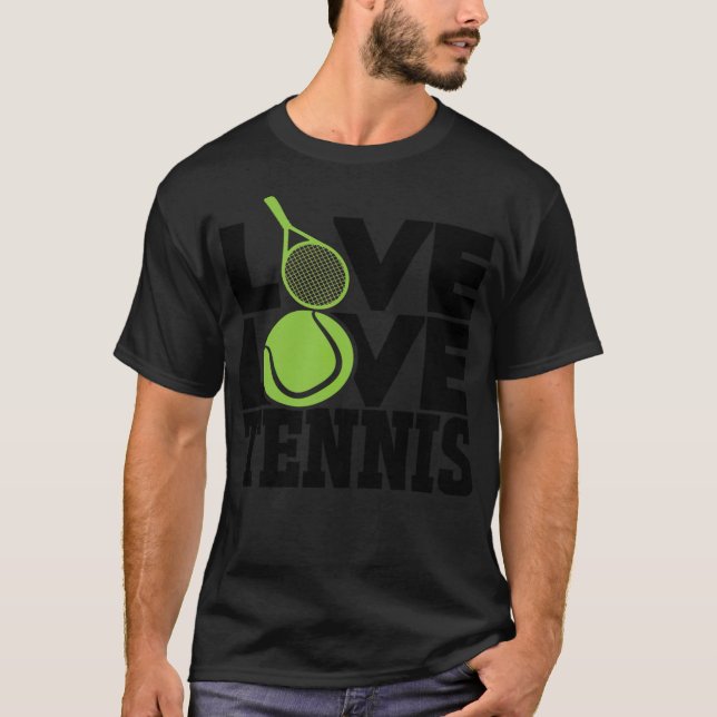 Live Kärlek Tennis basketball fläkt presenten 90-å T Shirt (Framsida)