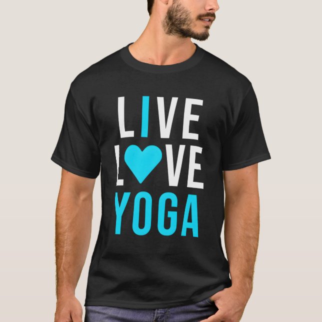Live Kärlek Yoga I Kärlek Yoga Blue Namaste T Shirt (Framsida)