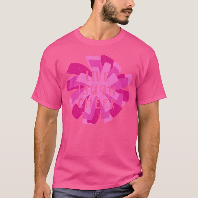 Live Laugh Cheer Pom Bow Cheerlead Coach T Shirt (Framsida)