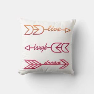 Live Laugh Dream Typography Dekorativ kudde