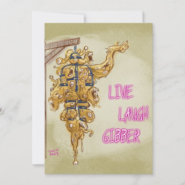 Live Laugh Gibber Card Tack Kort (Framsida)