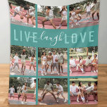 Live Laugh Kärlek 9 Photo Collage Fleecefilt<br><div class="desc">Positiv bläckfilt med mörk som kan ändras till vilken färg som helst,  ordspråket "live,  skrattar,  kärlek" och 9 kvadratfoton som du kan anpassa med egna.</div>