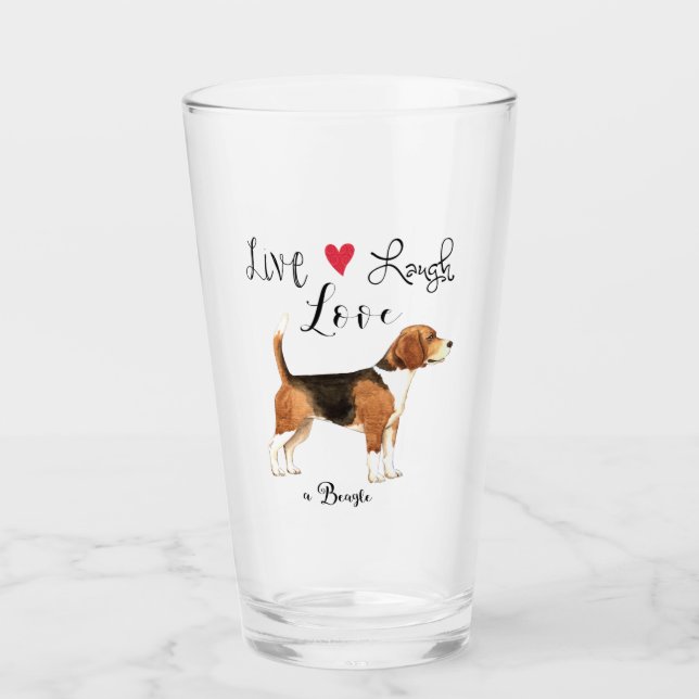 Live Laugh Kärlek a Beagle Glass Glaskopp (Framsida)