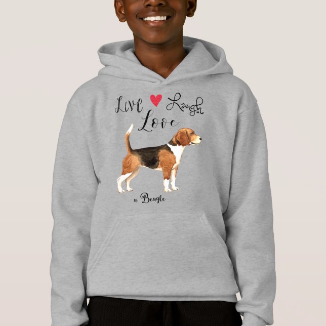 Live Laugh Kärlek a Beagle Hoodie T Shirt (Framsida)