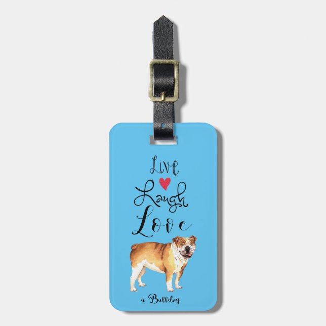 Live Laugh Kärlek a Bulldog Luggage Tag Bagagebricka (Vertikal Framsida)