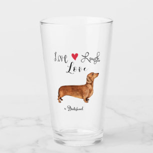 Live Laugh Kärlek a Dachshund Glass Glaskopp