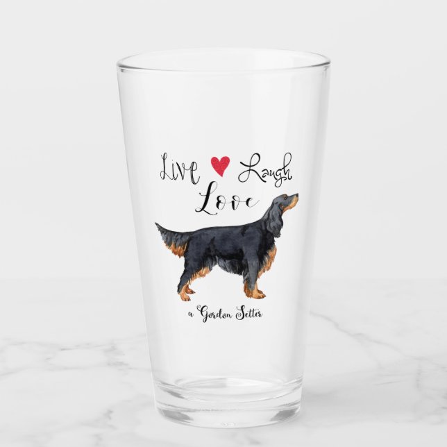 Live Laugh Kärlek a Gordon Setter Glass Glaskopp (Framsida)