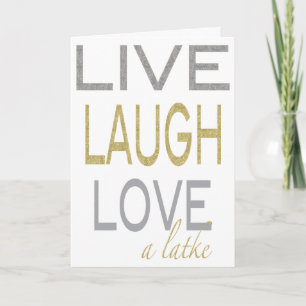 "Live Laugh Kärlek a latke" Glitzy Card Helgkort