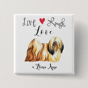 Live Laugh Kärlek a Lhasa Apso Button Knapp