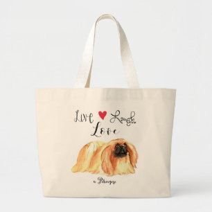 Live Laugh Kärlek a Pekingese Large Tote Bag Jumbo Tygkasse