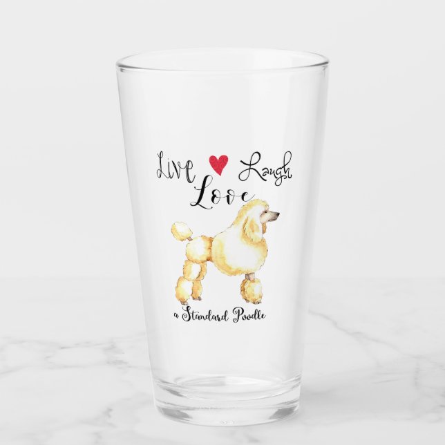 Live Laugh Kärlek a Standard Pudel Glass Glaskopp (Framsida)