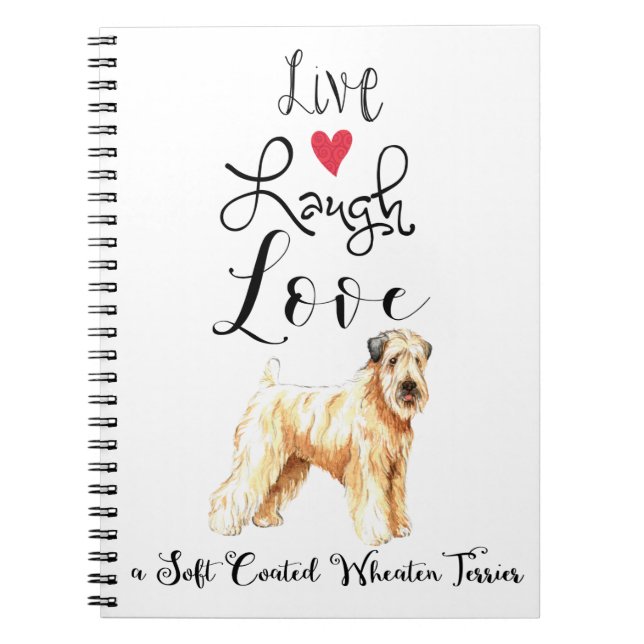 Live Laugh Kärlek a Wheaten Notebook Anteckningsbok (Framsidan)