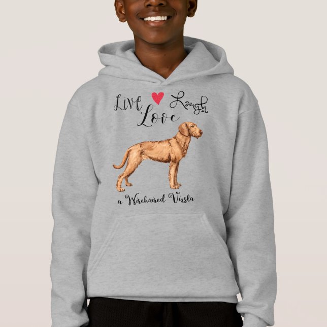 Live Laugh Kärlek a Wirehsted Vizsla T Shirt (Framsida)