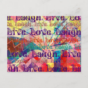 Live Laugh Kärlek Abstrakt Texturerad Play Mönster Vykort