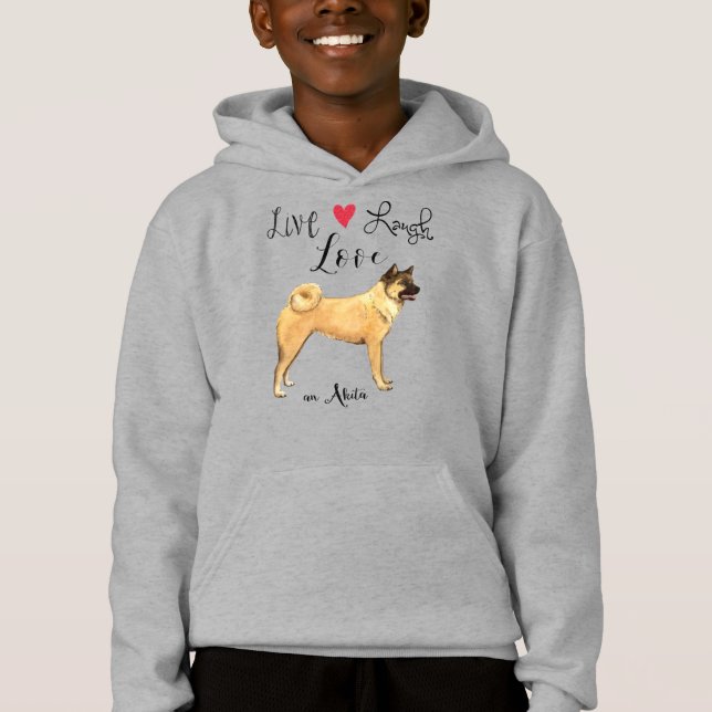 Live Laugh Kärlek an Akita Hoodie T Shirt (Framsida)