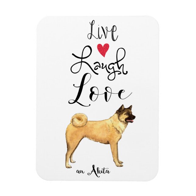 Live Laugh Kärlek an Akita Magnet (Vertikal)