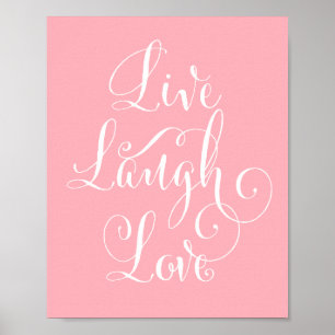 Live, Laugh, Kärlek art print - rosa Poster