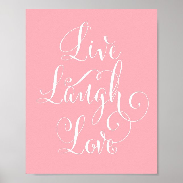Live, Laugh, Kärlek art print - rosa Poster (Framsidan)